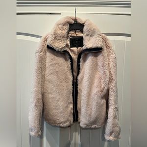 NEW Lucky Brand Pink Faux Fur Bomber Jacket